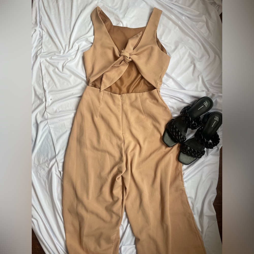 Shinestar wide leg jumpsuit with open tie back